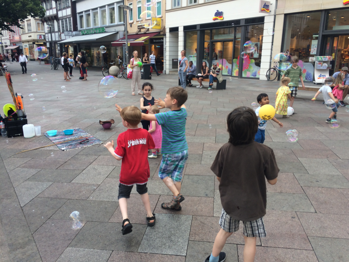 kids with bubbles