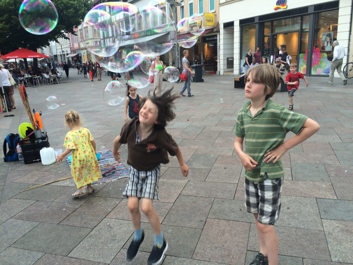 kids with bubbles